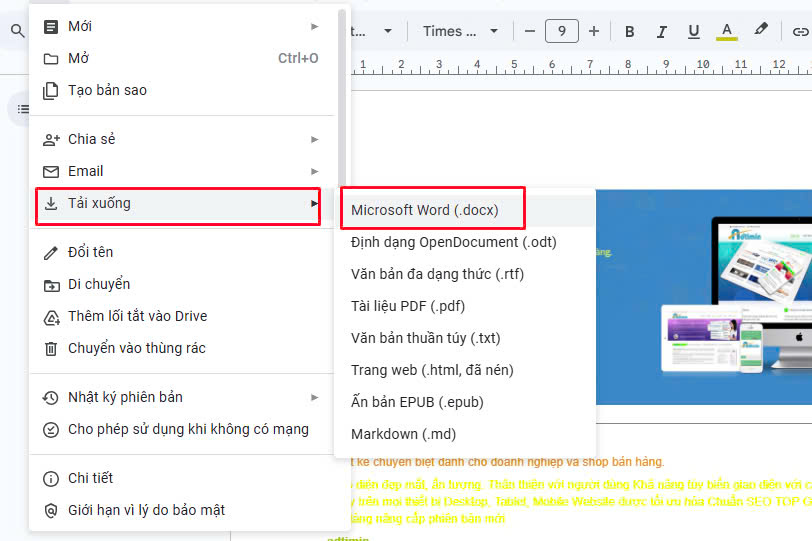 Lưu và xuất file Word