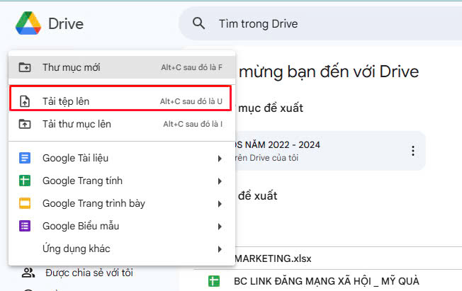 Truy cập phần mềm Google Drive và tải ảnh lên