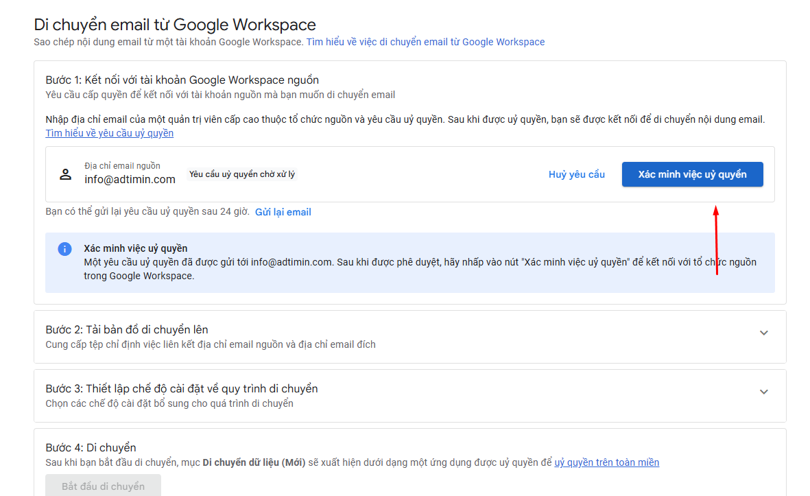 Xác minh ủy quyền chuyển dữ liệu Gmail Xác minh ủy quyền chuyển dữ liệu Gmail