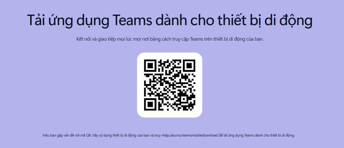 Mã QR tải Microsoft Teams cho thiết bị di động