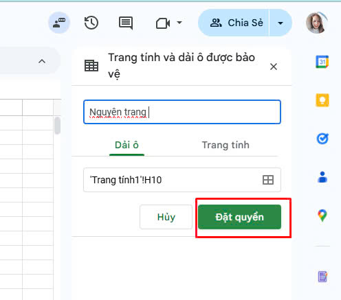 Khóa trang tính google
