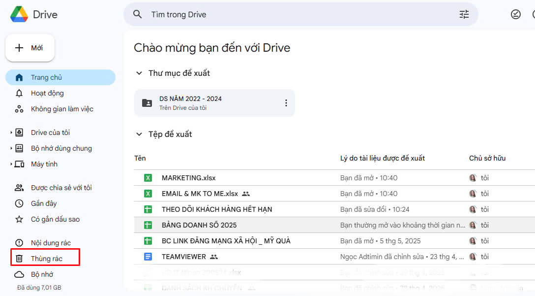 Khôi phục File đã xóa trên tài khoản cá nhân